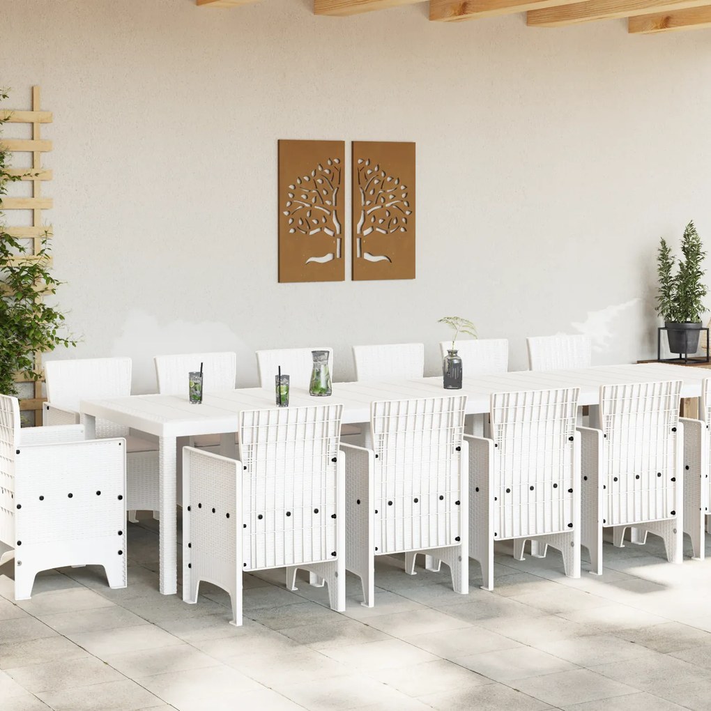 Conjunto de Jantar para Jardim vidaXL de 15 peças com Almofadas Branco