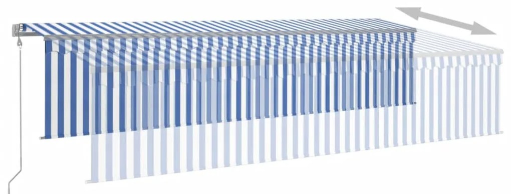 Toldo retrátil automático com estore 6x3 m azul e branco