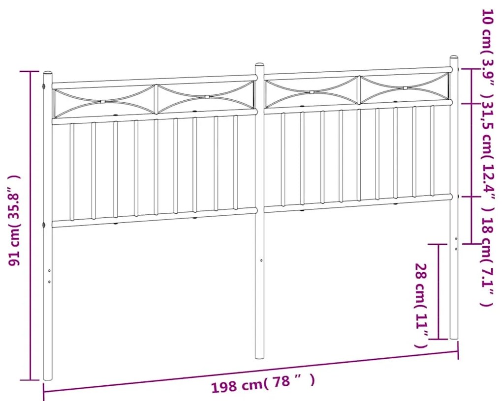 Cabeceira de cama 193 cm metal branco
