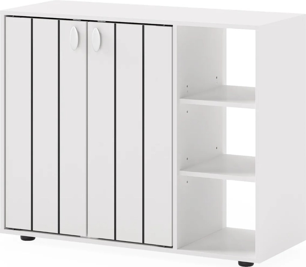 Sapateira com portas para sapatos 80 x 31 x 64,5 cm de 3 níveis com prateleiras ajustáveis madeira independente Branco
