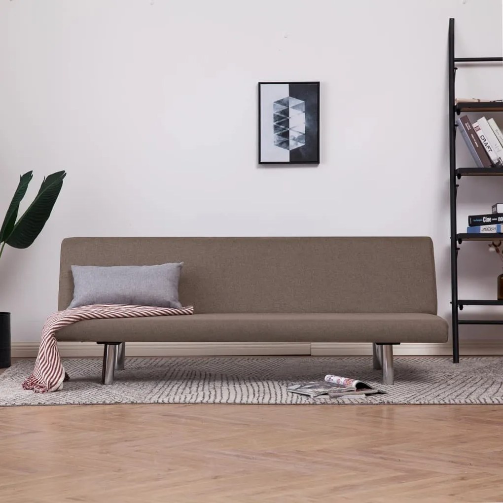 282201 vidaXL Sofá-cama poliéster cinzento-acastanhado