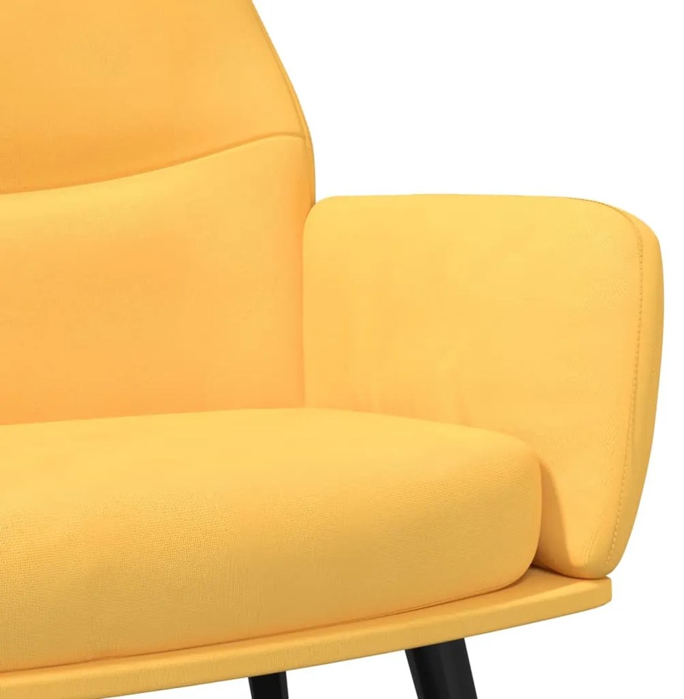 Cadeira de descanso com banco tecido amarelo mostarda