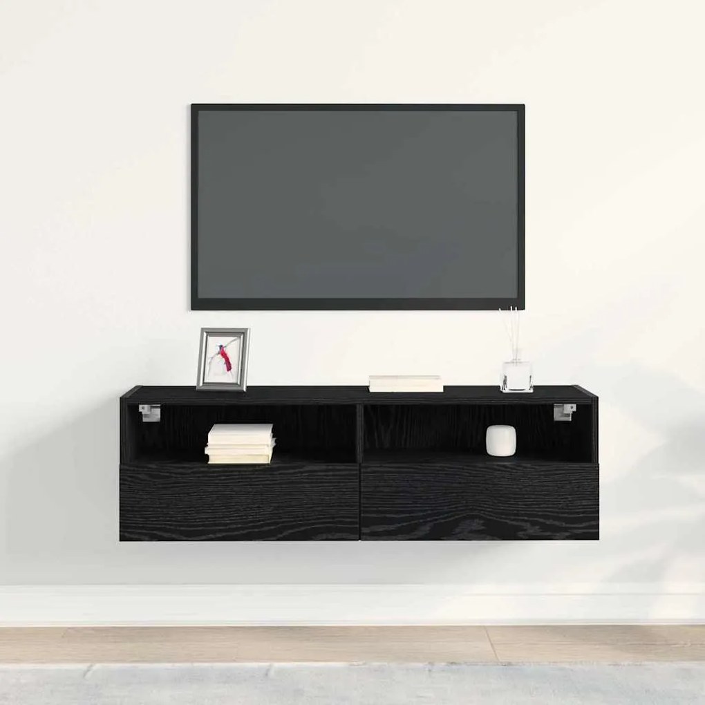 Servidor de TV vidaXL Preto Carvalho 100x30x30 cm Madeira de engenhari
