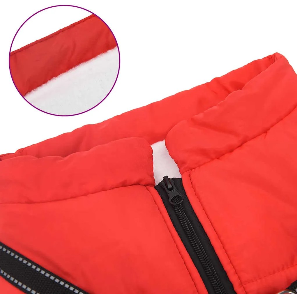 casaco para cães com arnês impermeável reflexivo vermelho 5XL