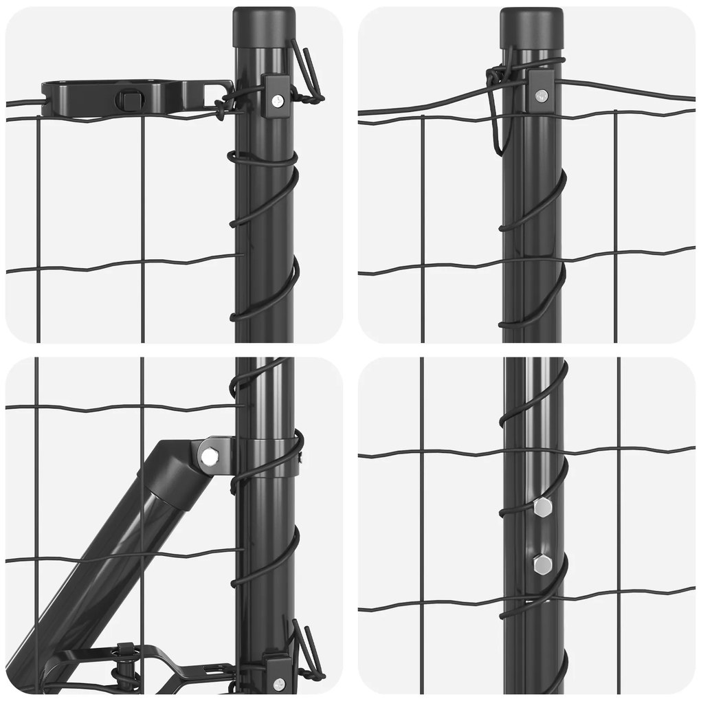Cerca Euro com 7 Posts Flangeados 1,4x10 m Aço Galvanizado