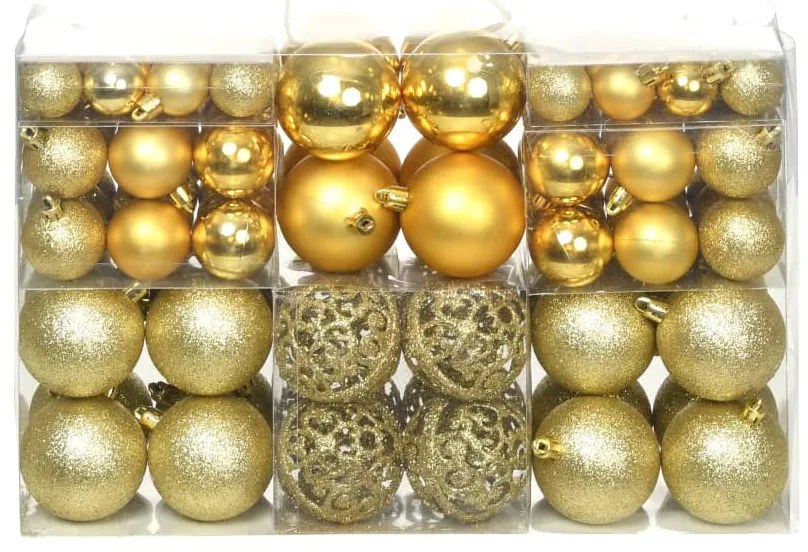 Conjunto de bolas de natal 100 pcs 3/4/6 cm dourado