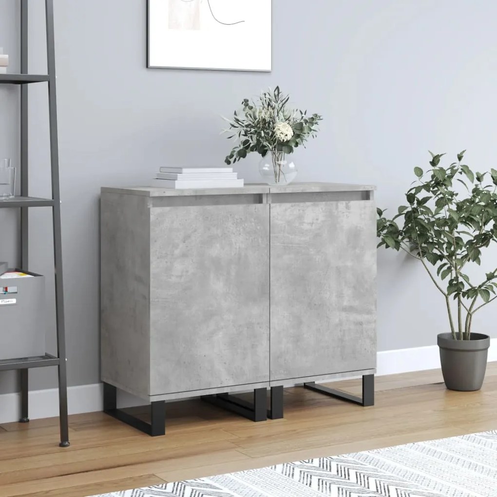 831077 vidaXL Aparadores 2 pcs 40x35x70 cm derivados de madeira cinza cimento