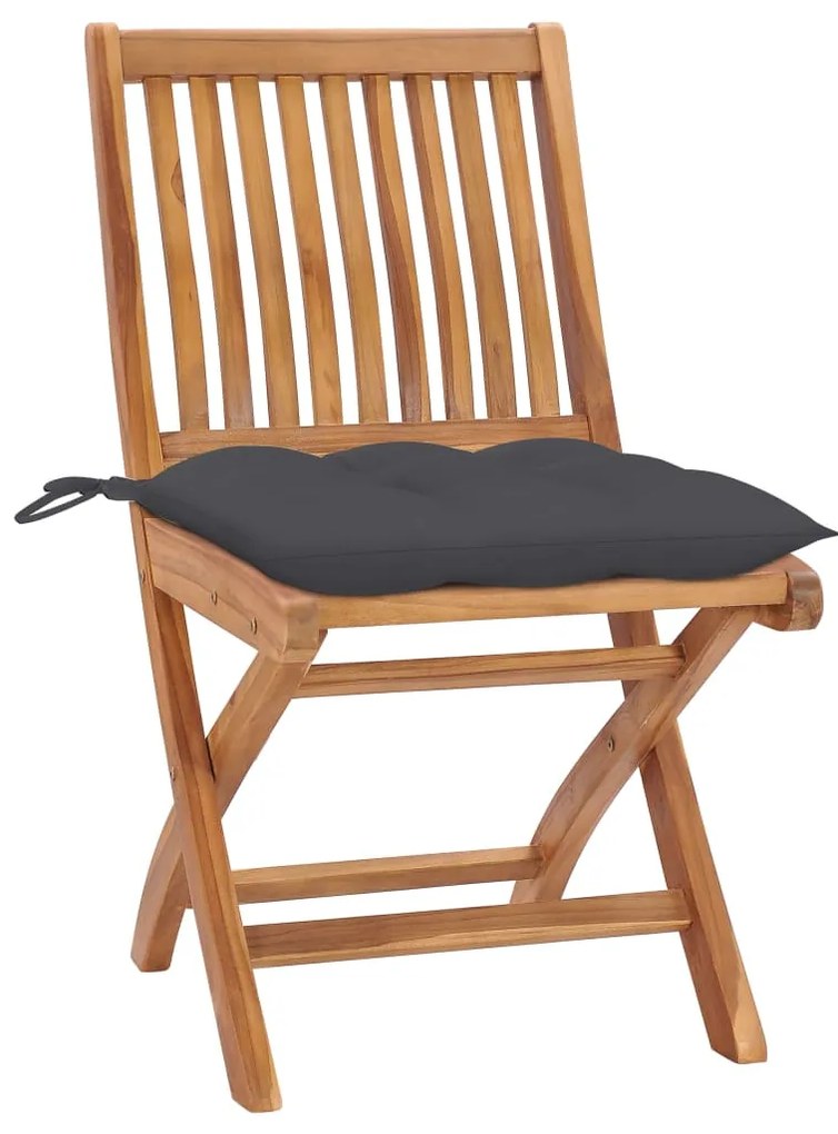 Cadeiras de jardim dobráveis c/ almofadões 4 pcs teca maciça