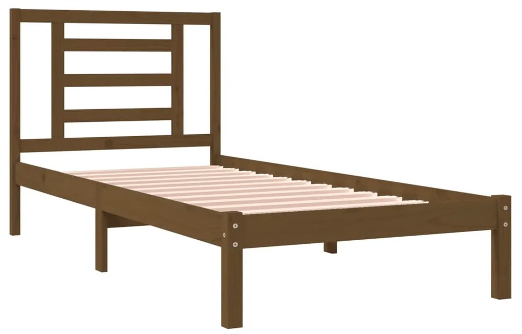 Estrutura de cama 100x200 cm pinho maciço castanho mel