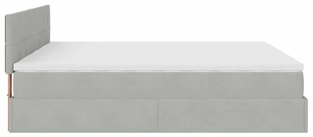 Estrutura cama otomana colchões 180x200cm veludo cinzento claro