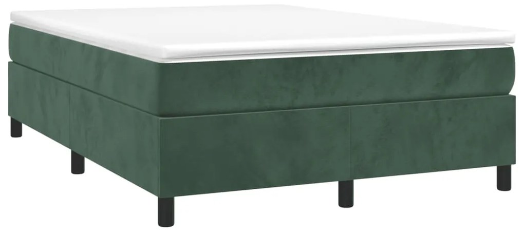 Estrutura de cama sem colchão 140x200 cm veludo verde-escuro
