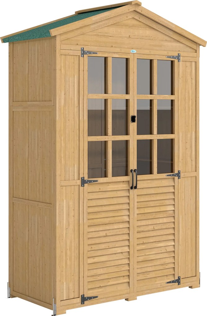 Outsunny Armário de Jardim Casinha Porta Ferramentas Prateleiras 128x57.5x197 Castanho | Aosom Portugal