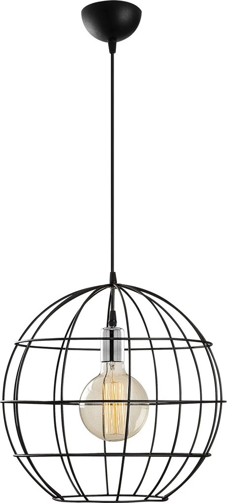 Candeeiro de Teto Tel – Preto – Diâmetro 40 cm, Altura 136 cm