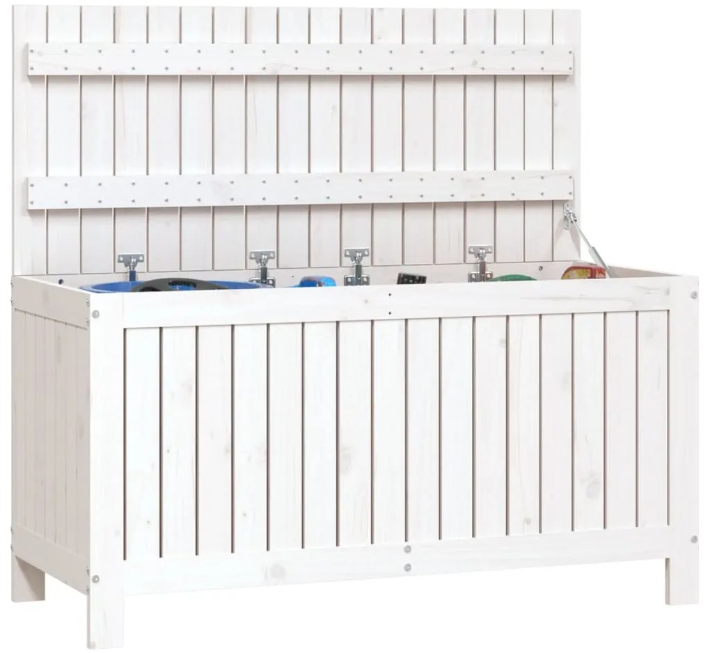 Caixa de arrumação jardim 115x49x60 cm pinho maciço branco