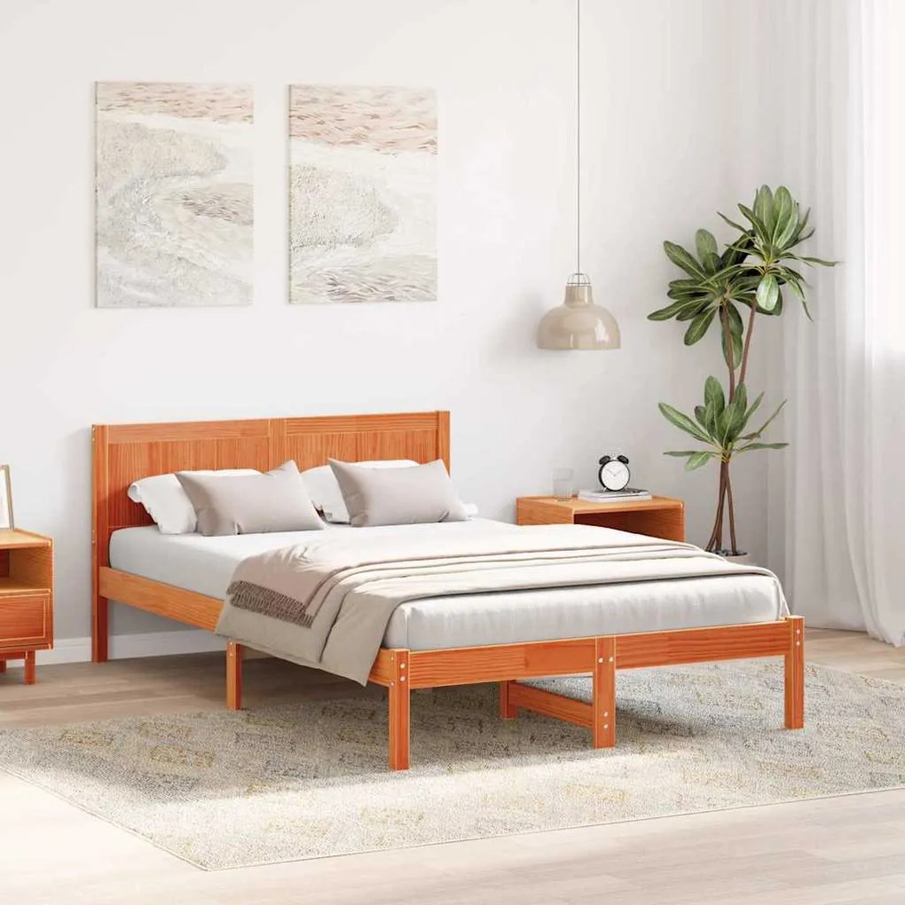 Estrutura de Cama Castanho Encerado Castanho Encerado