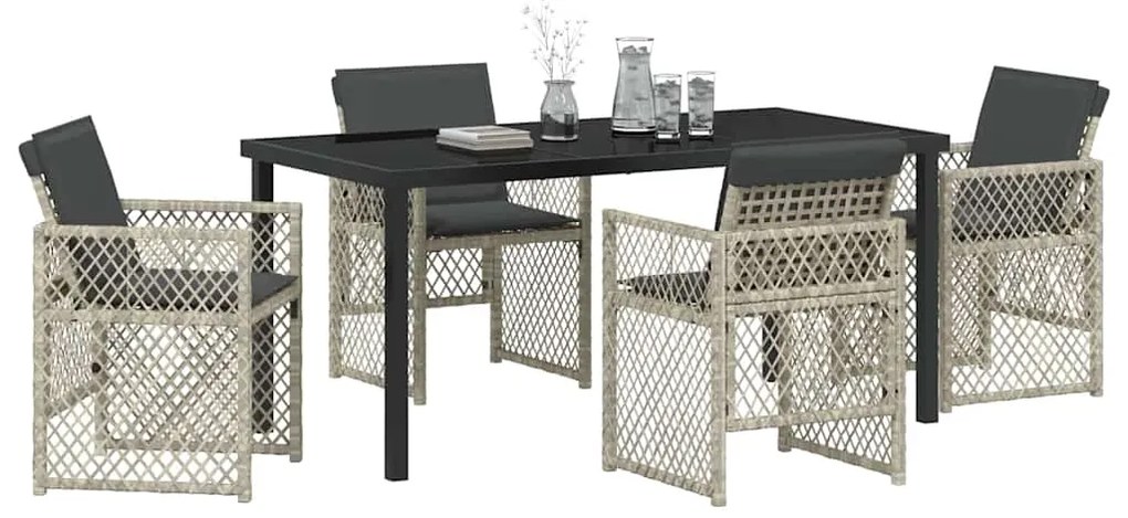Conjunto de Jantar de Jardim de 5 Peças com Almofadas Cinzento-Claro e