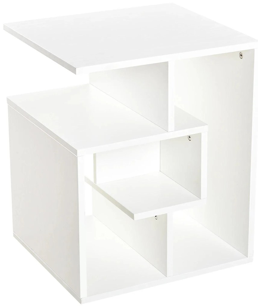 HOMCOM Mesa de Apoio mesa auxiliar para sala e quarto estante para arrumação 45x40x55 cm Branco