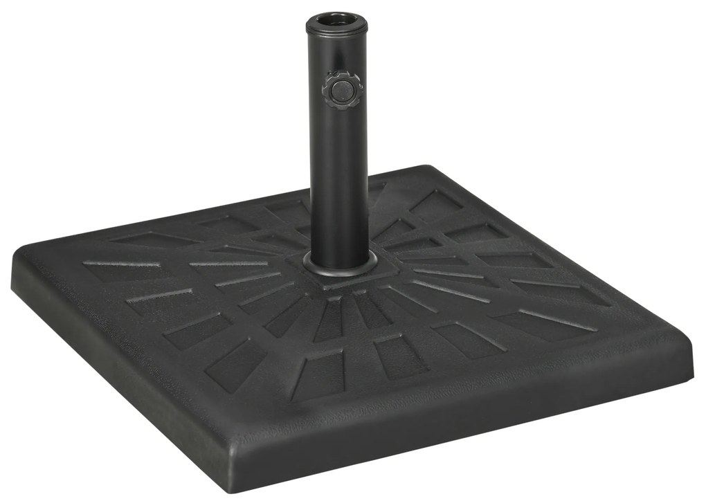 Outsunny Base para Chapéu de Sol de Resina 19 kg com Mastro de Ø32/38/48 mm para Jardim Varanda Pátio 51x51x32 cm Preto