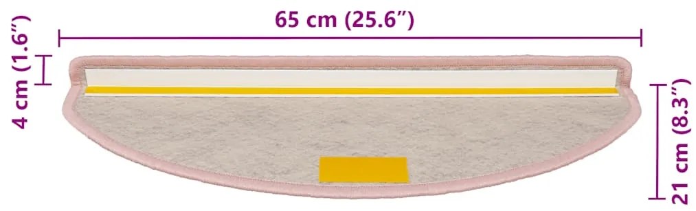 Tapetes escada adesivos aspeto sisal 30pcs 65x21x4cm cor rosa