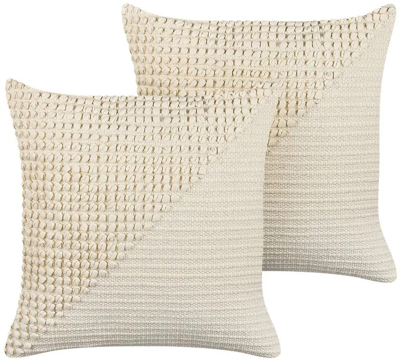 Conjunto de 2 almofadas decorativas em algodão creme 45 x 45 cm PELLAEA Beliani