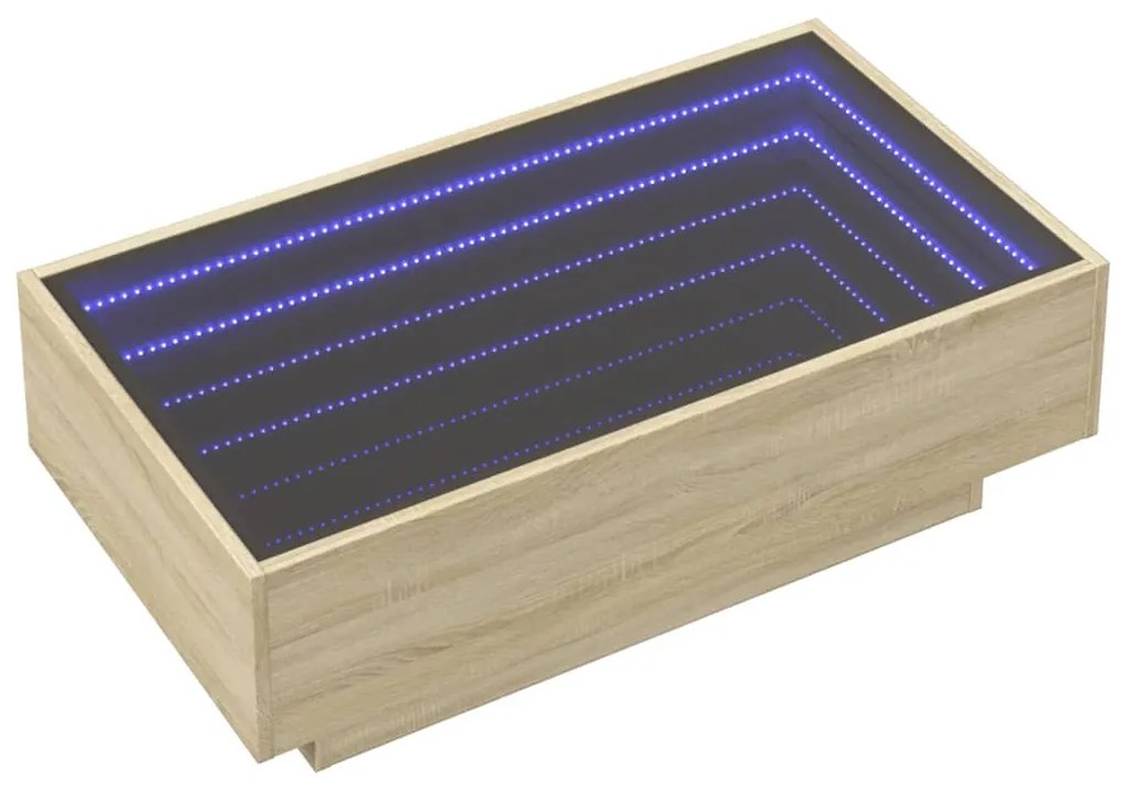 Mesa de centro c/ LEDs 90x50x30 cm derivados de madeira