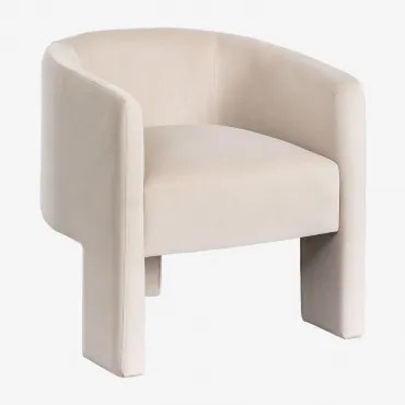Pack De 4 Cadeiras De Jantar Estofadas Com Braços Xastru Velluto Beige - Sklum