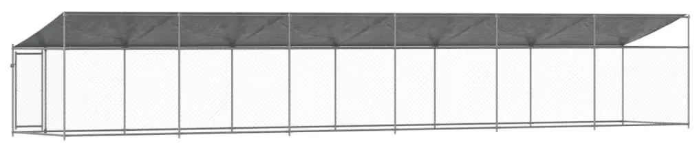 Jaula para cão com telhado/porta 12x2x2m aço galvanizado cinza