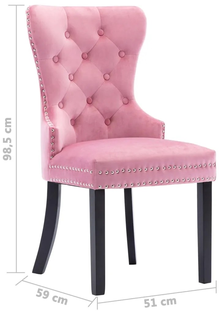 Cadeiras de jantar 2 pcs veludo rosa