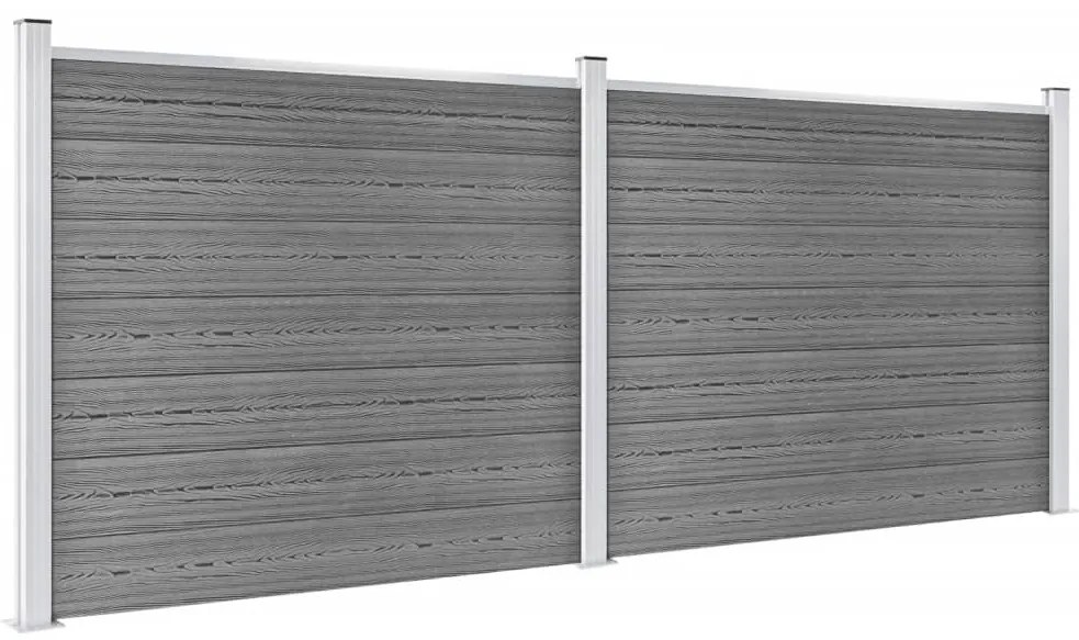 Conjunto painel de cerca 353x146 cm WPC cinzento
