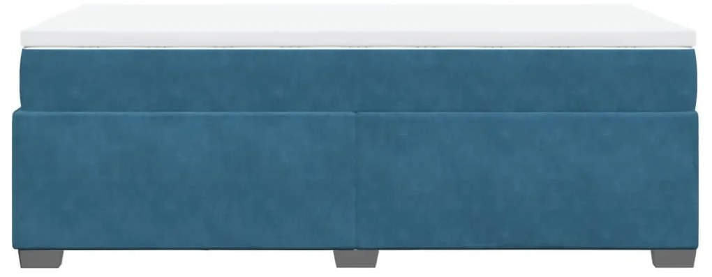 Cama com molas/colchão 90x200 cm veludo azul-escuro