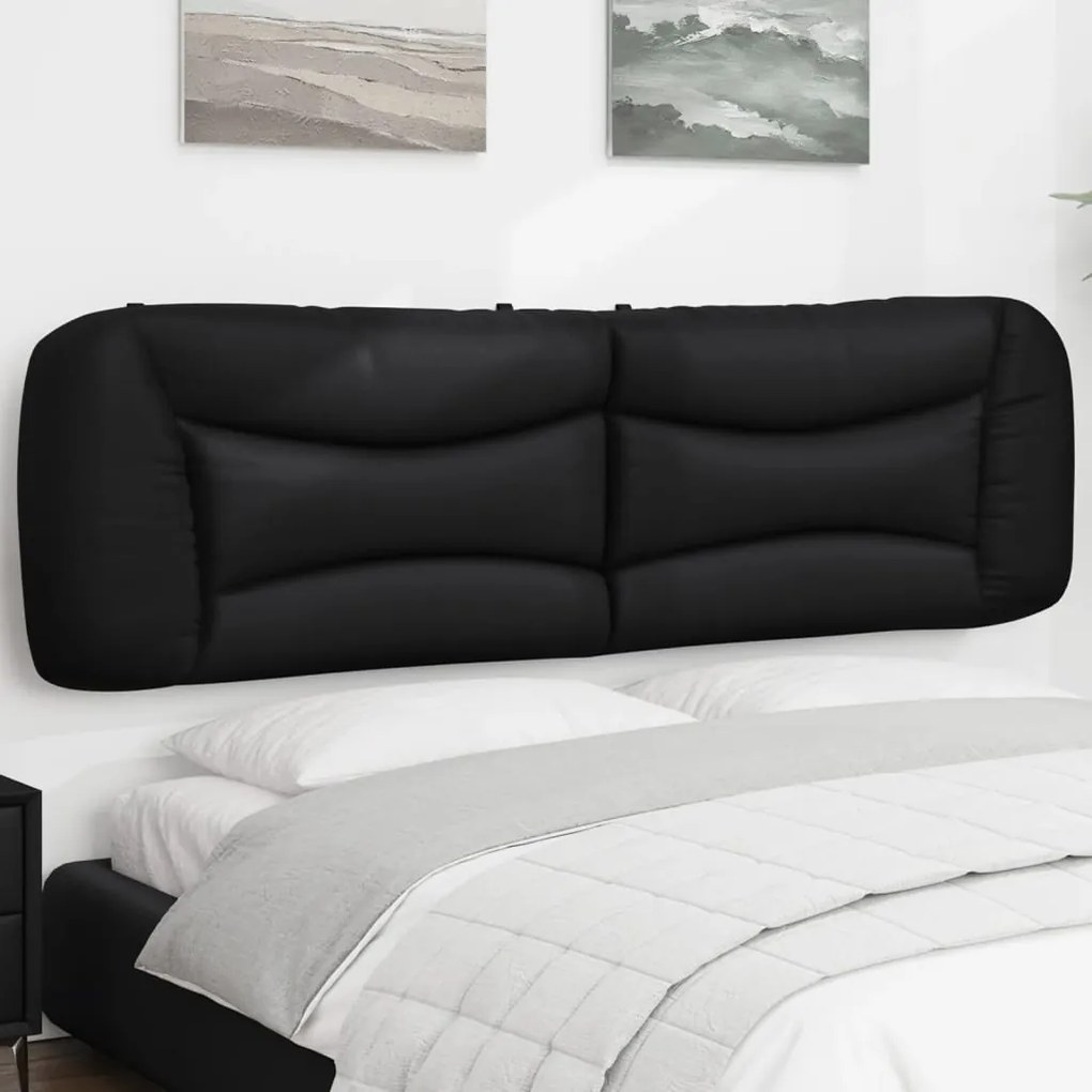 vidaXL Almofadão de cabeceira 183 cm couro artificial preto