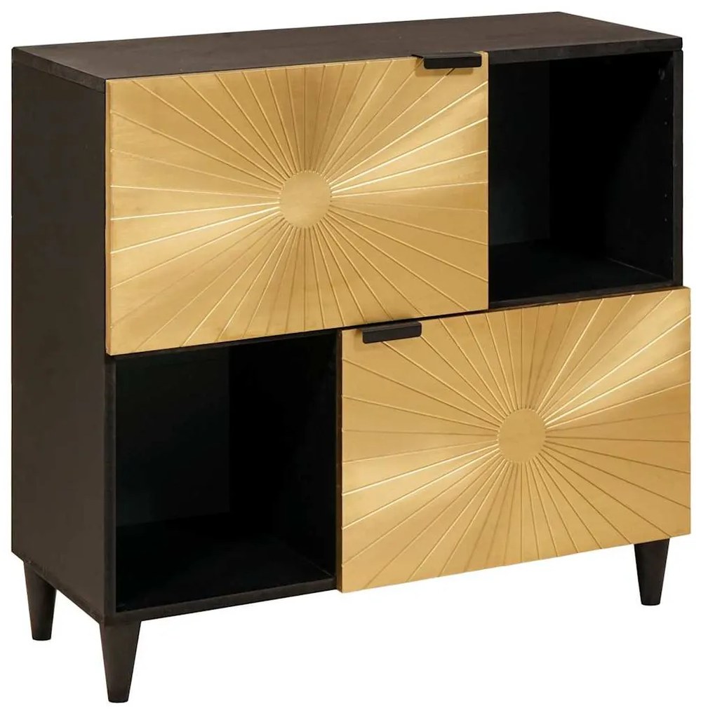 vidaXL Armário lateral com prateleira Preto e Ouro 80 x 33,5 x 75 cm