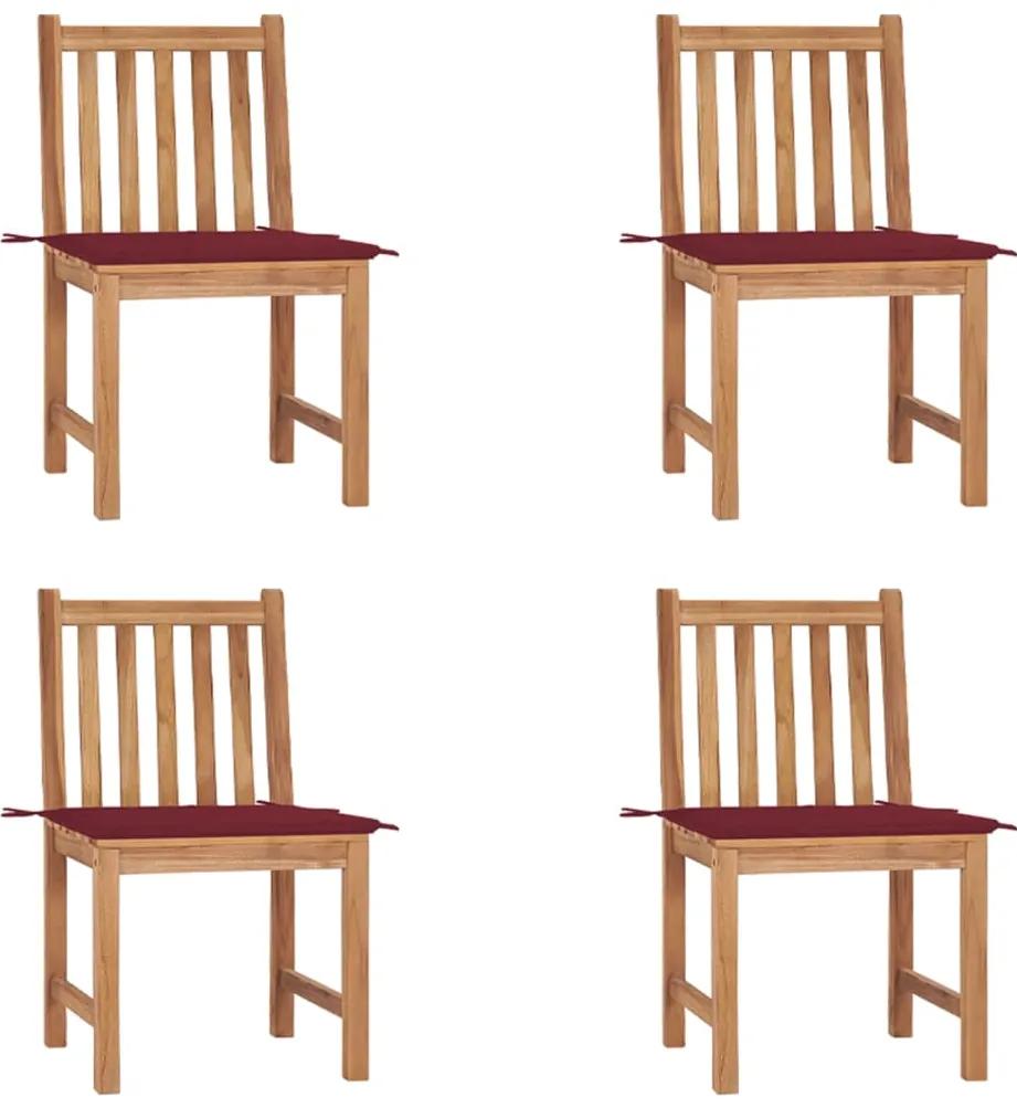 Cadeiras de jardim c/ almofadões 4 pcs madeira de teca maciça