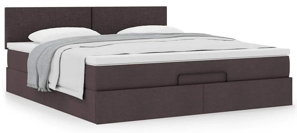 Estrutura de cama otomana com colchão 180x200cm castanho escuro