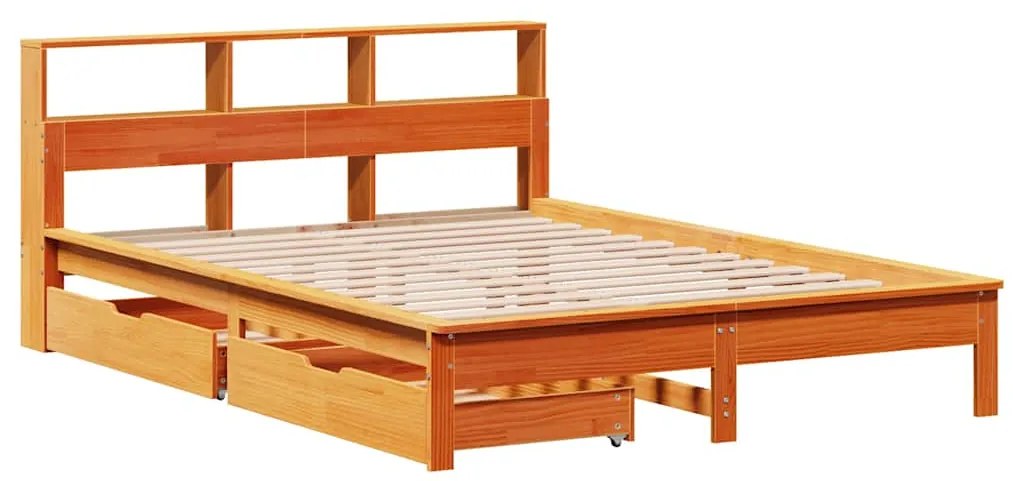 Cama com estante sem colchão 140x200 cm pinho maciço