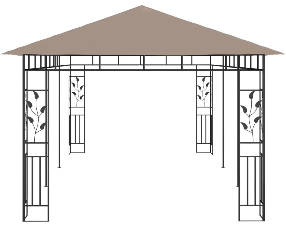 Gazebo c/ rede mosquiteira 6x3x2,73m 180 g/m² cinza-acastanhado