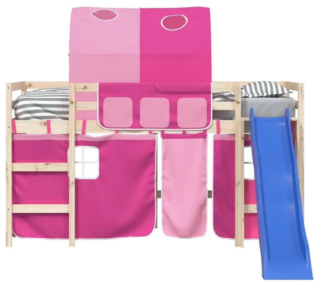 Cortinas para cama elevada com túnel poliéster rosa