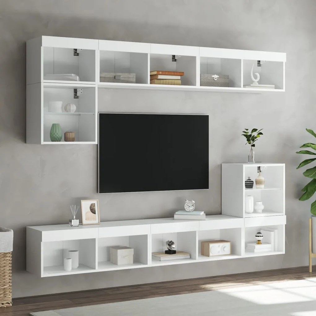 Móvel de TV com luzes LED 80x30x30 cm branco