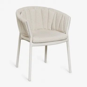 Conjunto De 4 Cadeiras De Jardim Com Apoios De Braços Em Alumínio E Tecido Roderise Bouclé Cores Naturais - Sklum