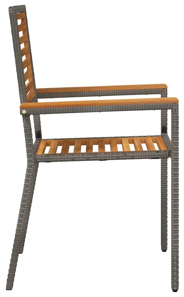 Cadeiras de Jardim Empilháveis - 2 pcs em Rattan Poliéster Cinza