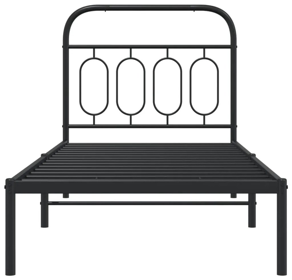 Estrutura de cama com cabeceira 90x200 cm metal preto