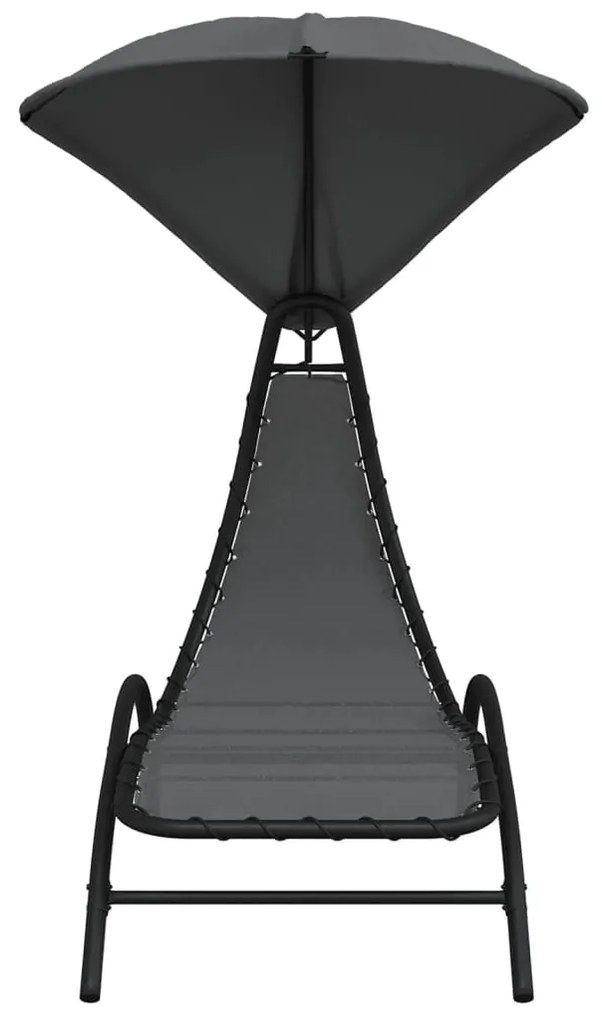 Espreguiçadeira c/ toldo 167x80x195cm tecido e aço cinza-escuro