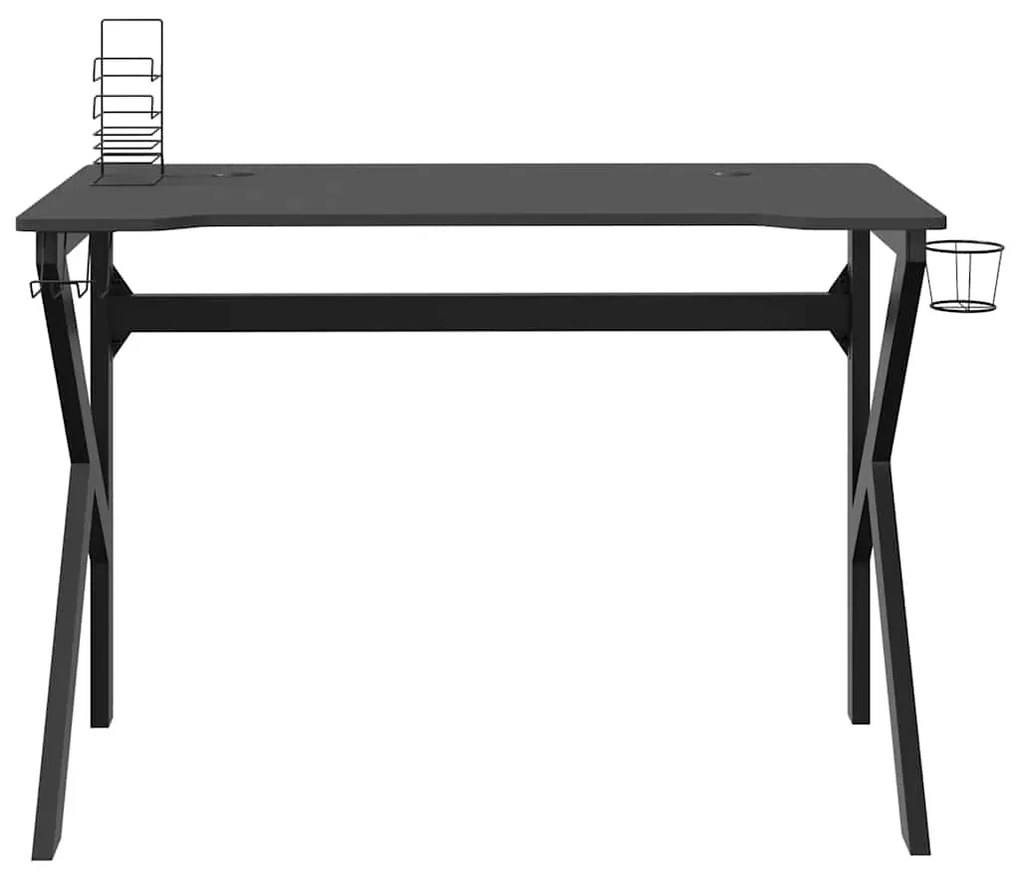 Secretária de gaming c/ pernas em forma de K 110x60x75 cm preto