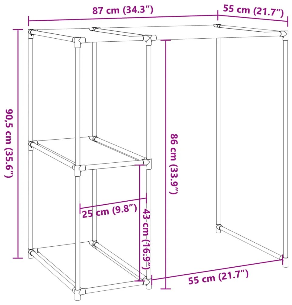 Estante arrumação p/ máquina lavar roupa 87x55x90,5 ferro creme
