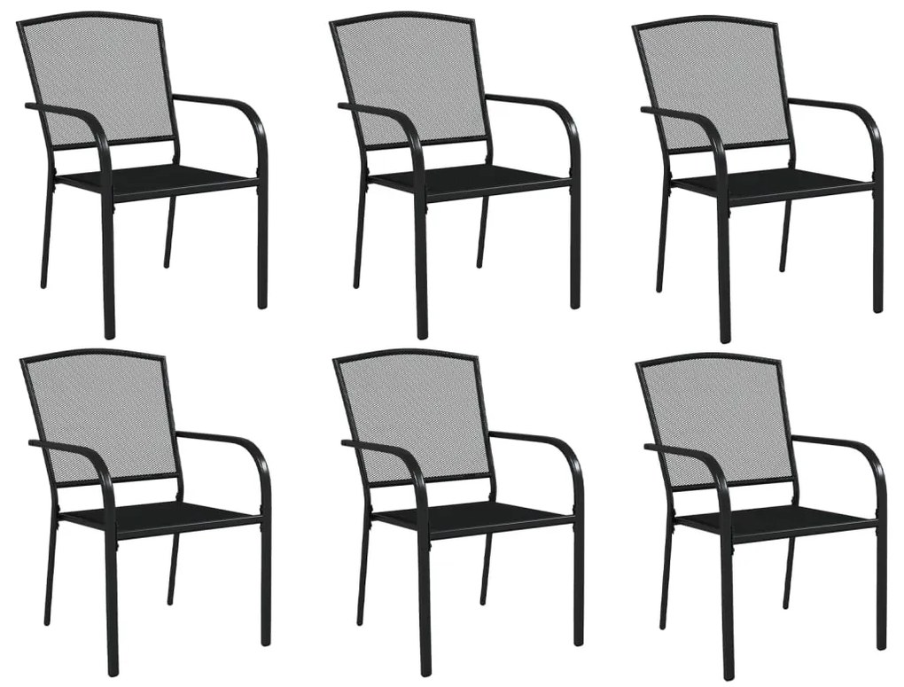7 pcs conjunto de jantar para jardim aço antracite