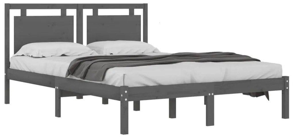 Estrutura de cama 200x200 cm madeira maciça cinzento