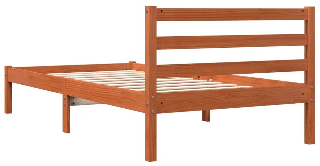 Cama sem colchão 75x190 cm madeira de pinho maciça castanho-mel