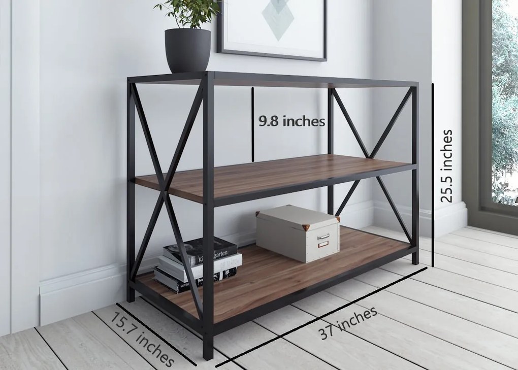 Aparador Zena – Noz e Preto – 94x40x65 cm
