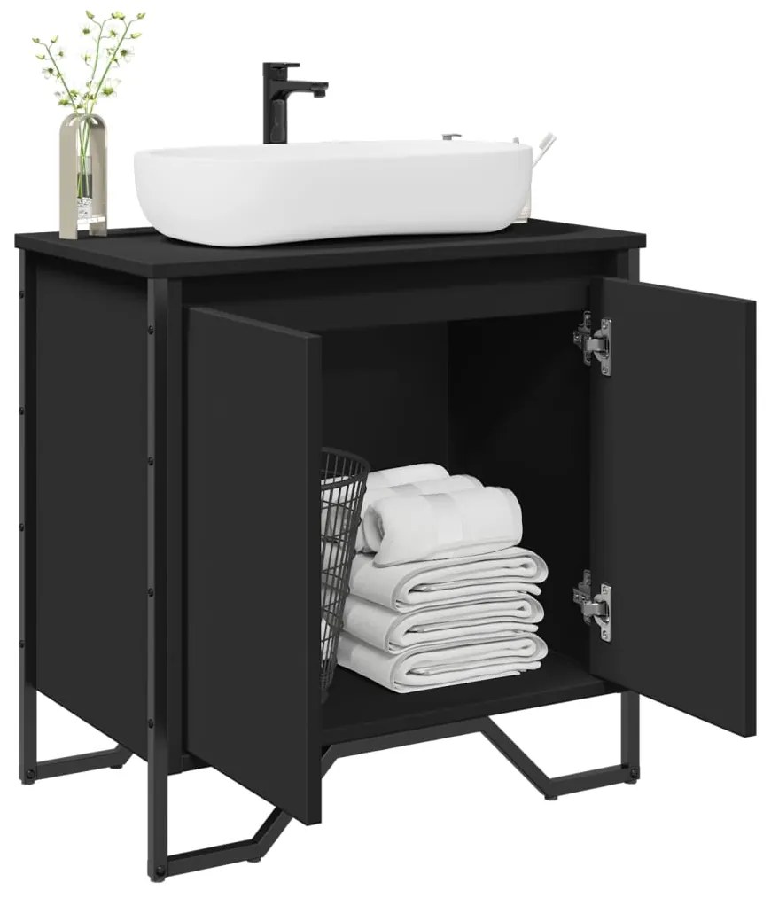 vidaXL Móvel para lavatório 60x35x60 cm derivados de madeira preto