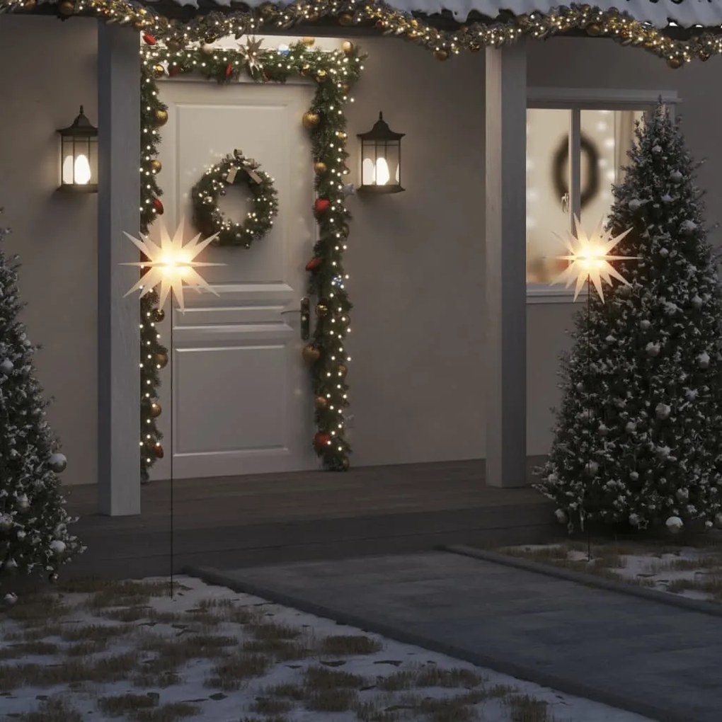 vidaXL Luzes de Natal com espigões 3 pcs LEDs dobrável 57 cm branco